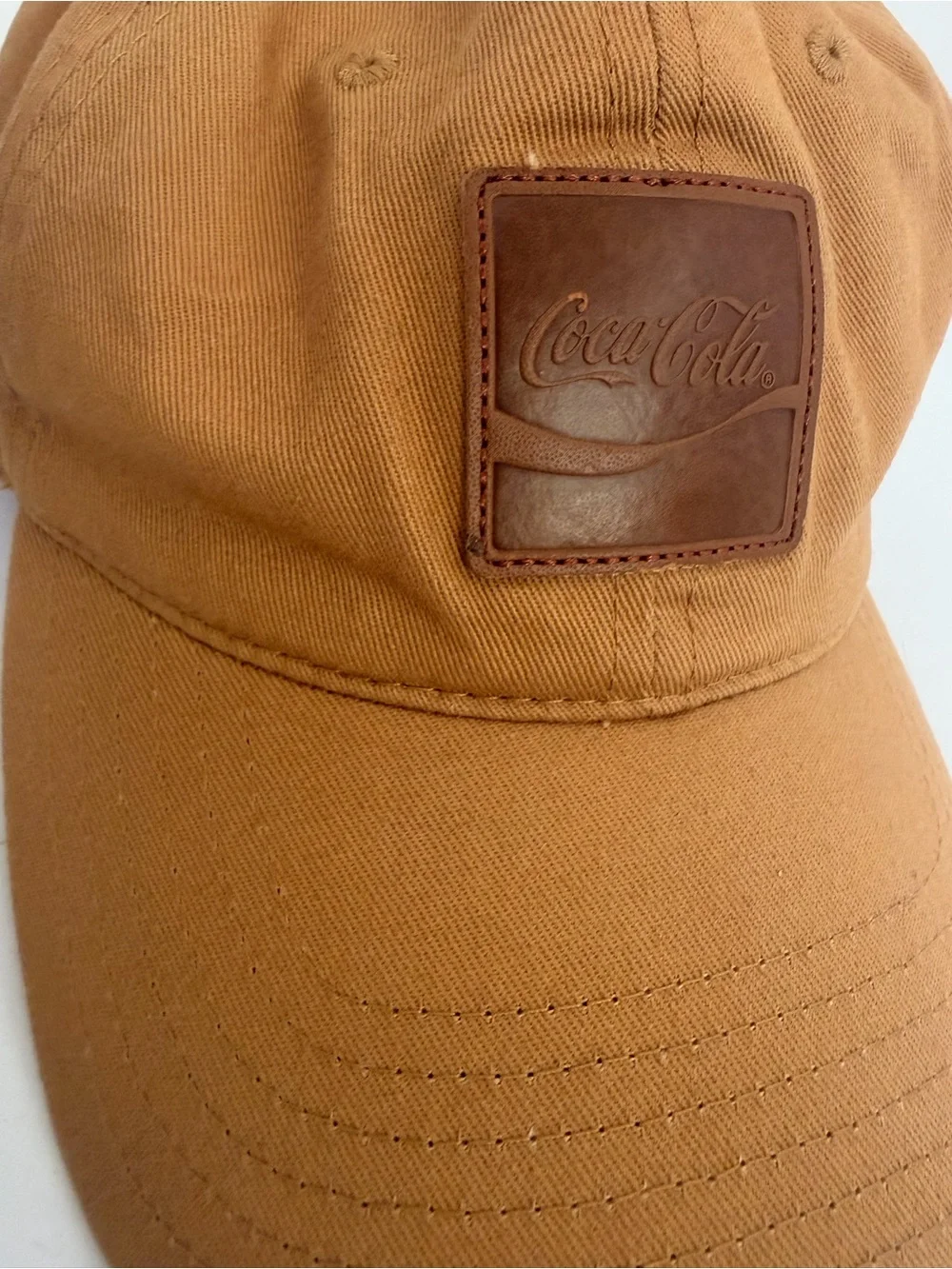Coca-Cola Tan Baseball Cap with Leather Logo Patch